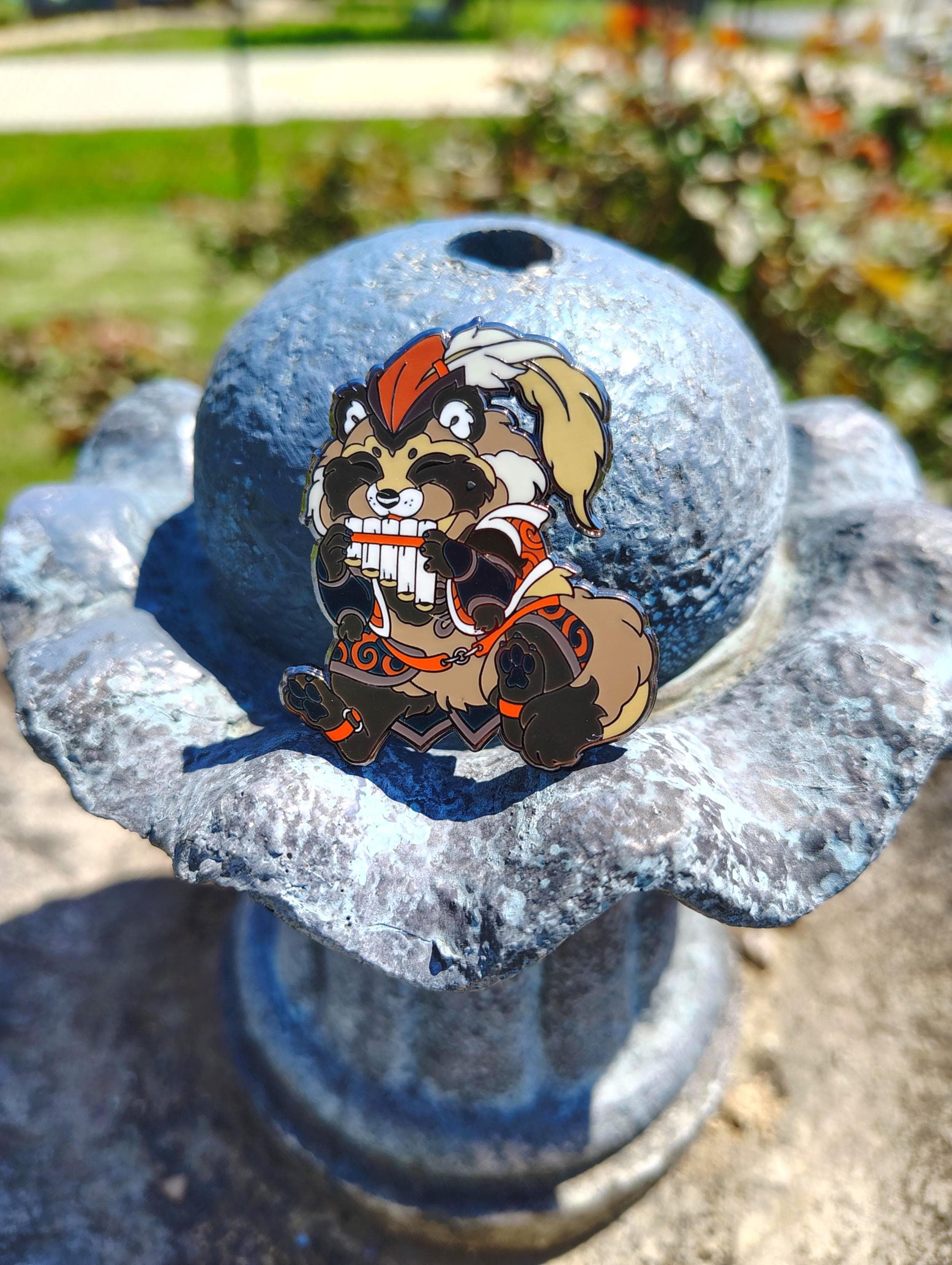 Taro the Tanuki| Fursona Pin Adopt- Racoon Dog/ DND / Pan Flute Bard ...