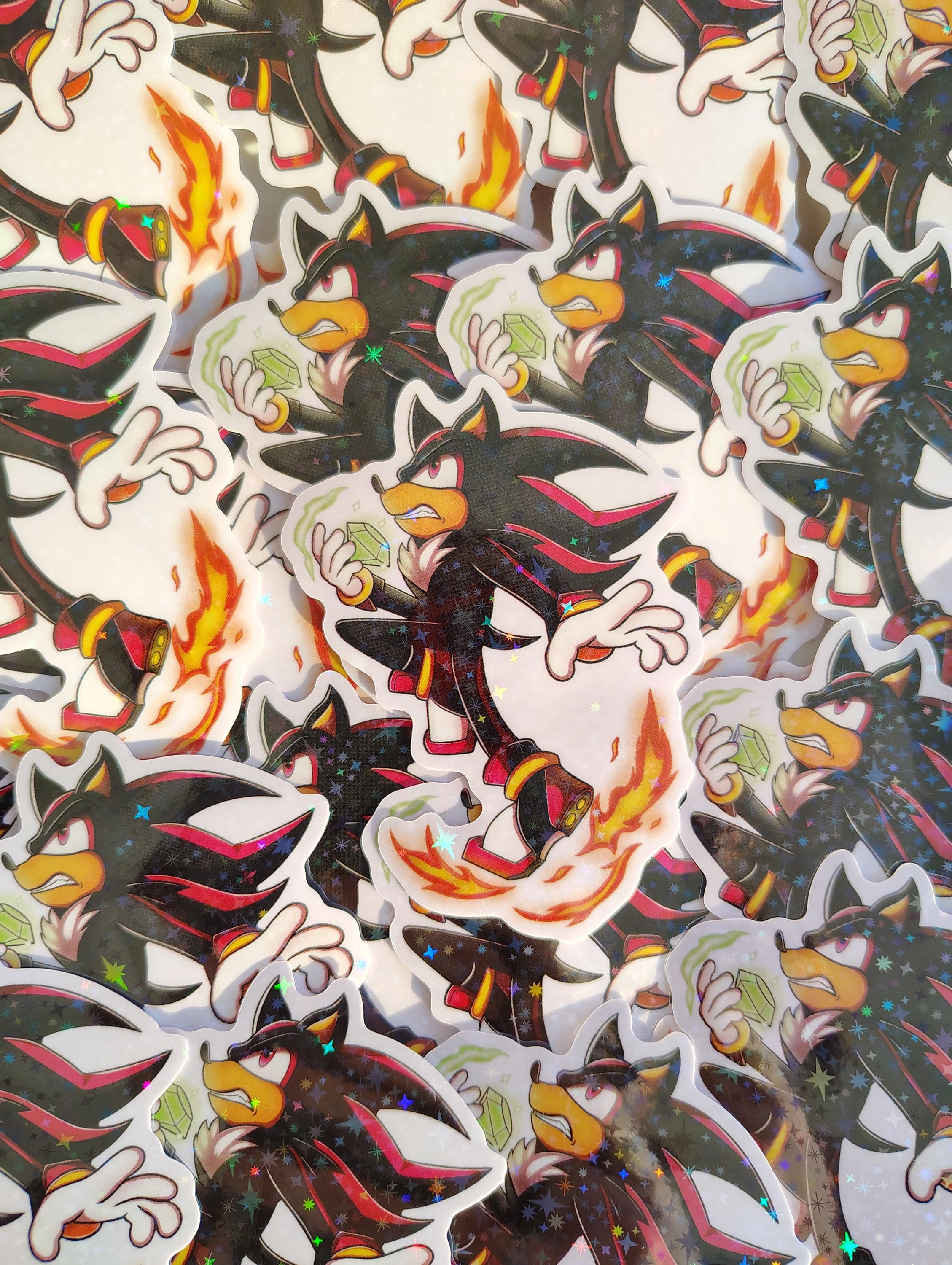 Black Edgy Hedgehog Vinyl Holo Sticker | Double sided/Anime/Videogame/Star/ Holo Sticker
