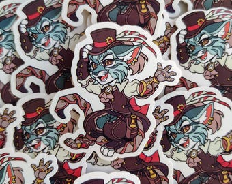 Fursona Pins: Steampunk Cat Sticker| Furry/ Vinyl Sticker