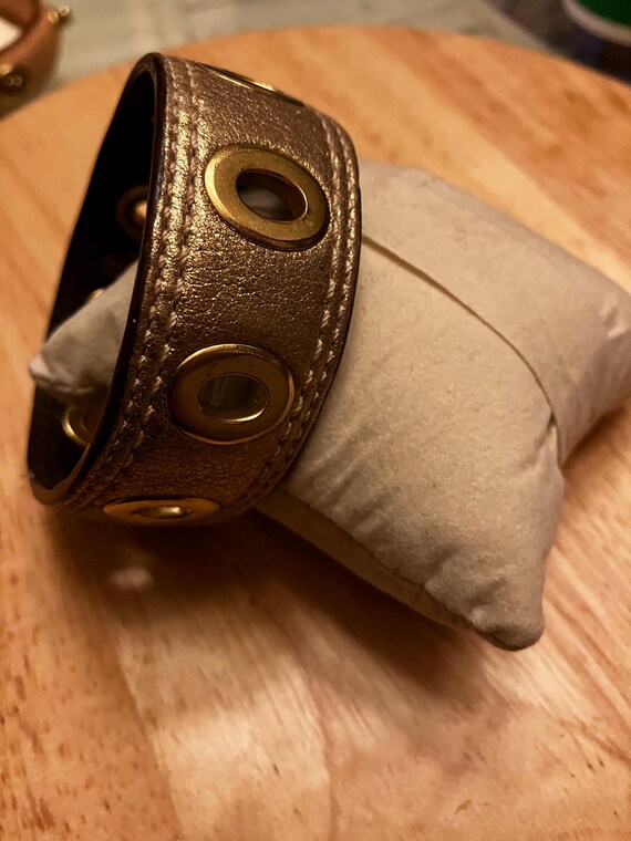 Coach Leather and Brass Bracelet - Etsy display picture 1
