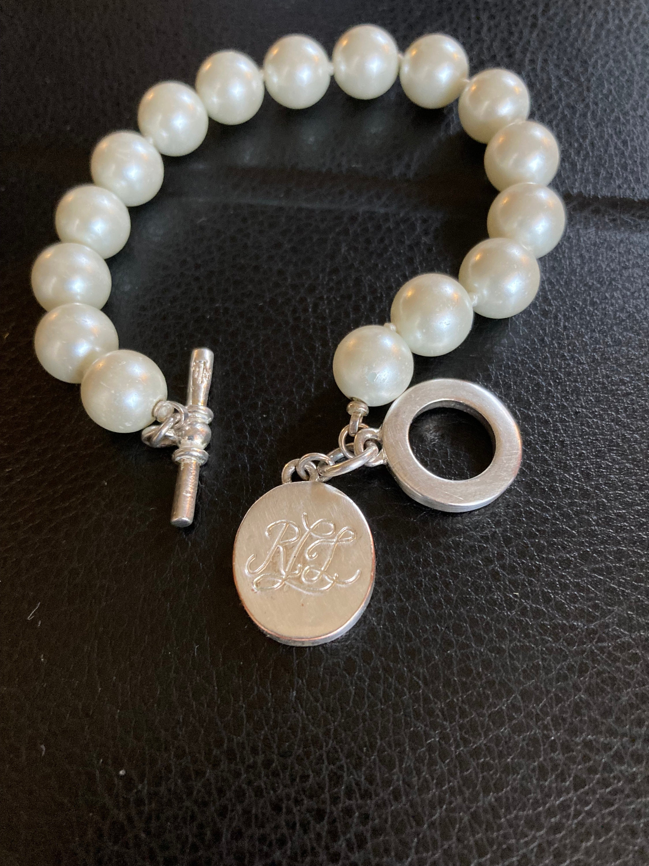アクセサリー Ralph Lauren bracelet pearl 925 Lauren Ralph Lauren Gold Tone White Pearl Crystal Pave Flex