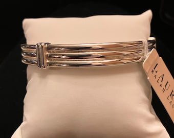 Vintage Ralph Lauren Heavy Gold Tone Hinged Bangle Bracelet With