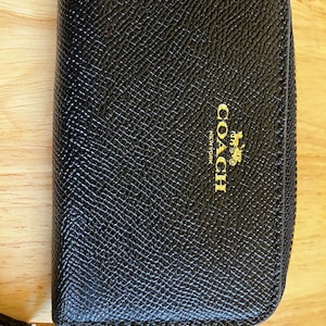 Coach leather zip around wallet Black