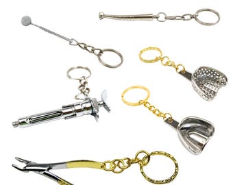 Dentist Gift - Stainless Steel Dental Aspirating Syringe Keychain - Novelty Instrument