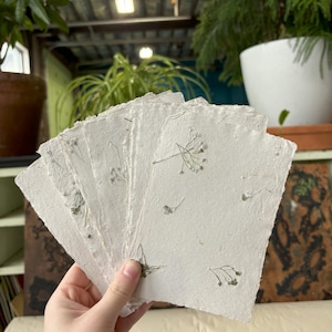 White with Green Floral Inclusion Handmade Paper