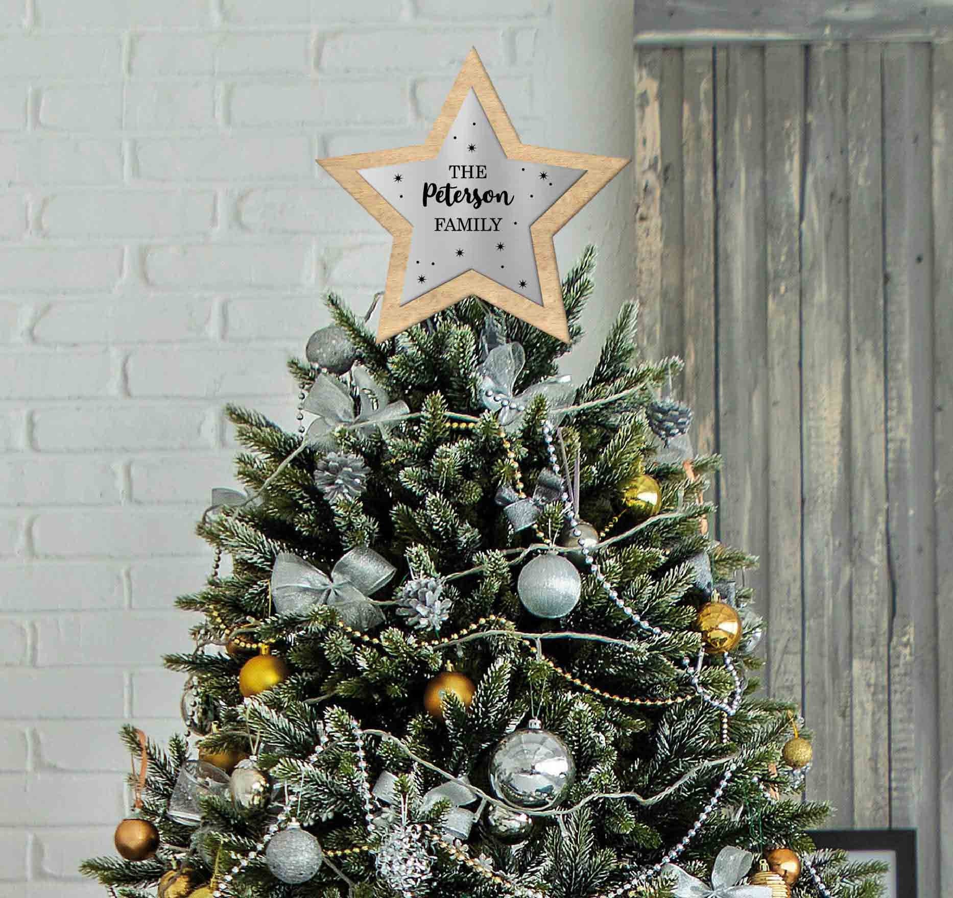Luxury Personalised Family Name Christmas Tree Topper Christmas Tree ...