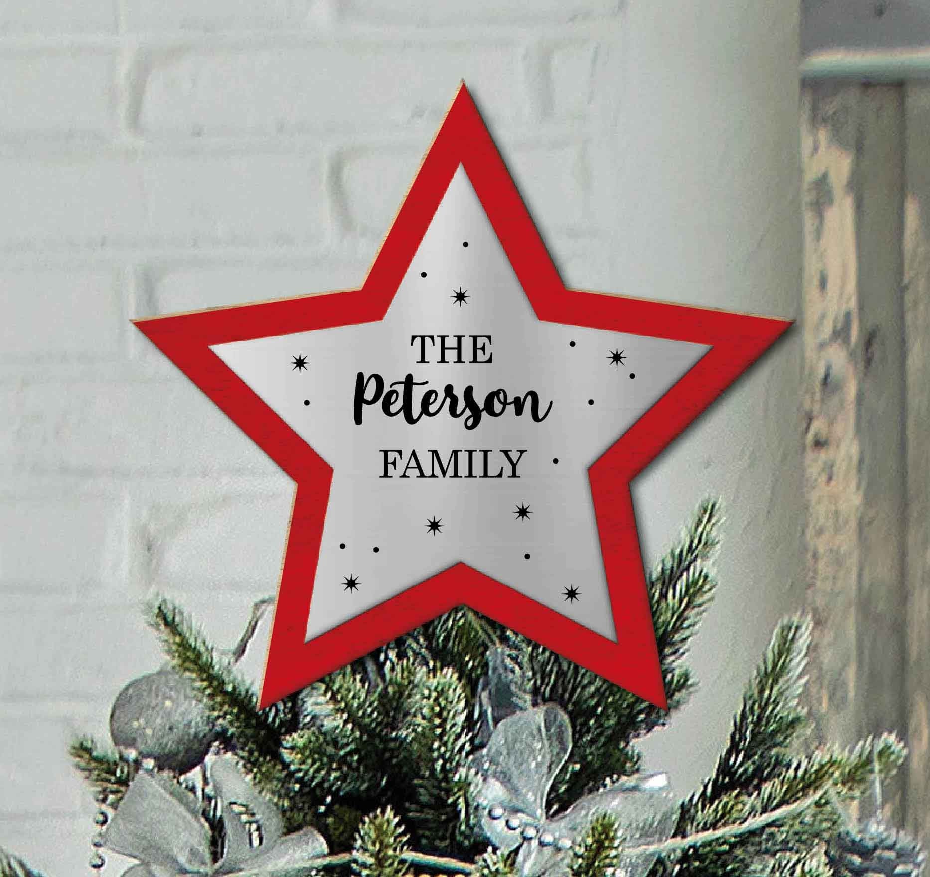 Luxury Personalised Family Name Christmas Tree Topper Christmas Tree ...