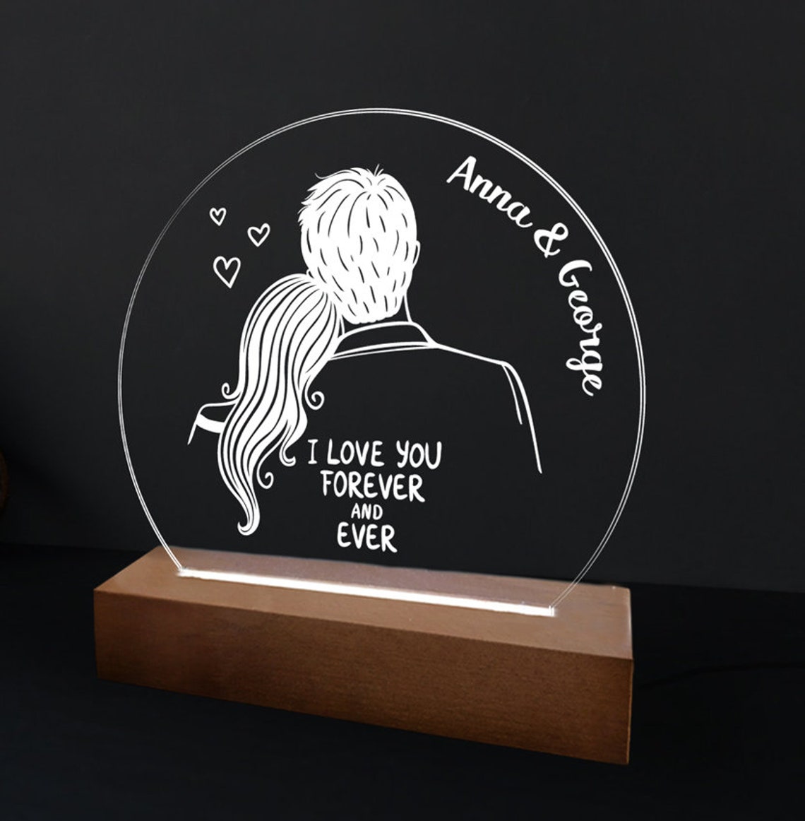 Personalized Acrylic LED Night Light /Couple /Gift for Etsy