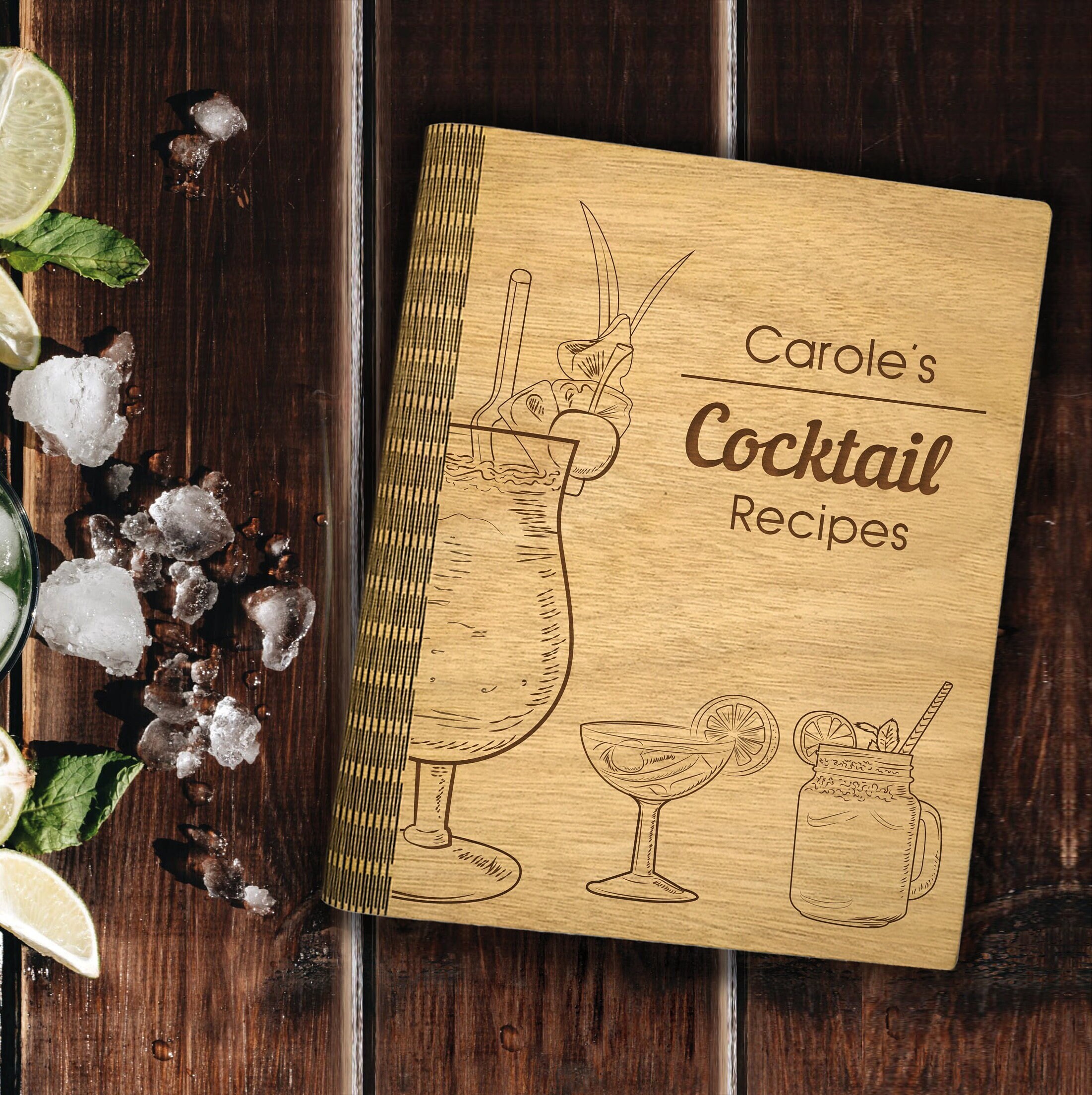 Cocktail Recipe Book, Small Recipe Organiser, Cocktail Gift, Cocktail  Binder, Blank Recipe Book 