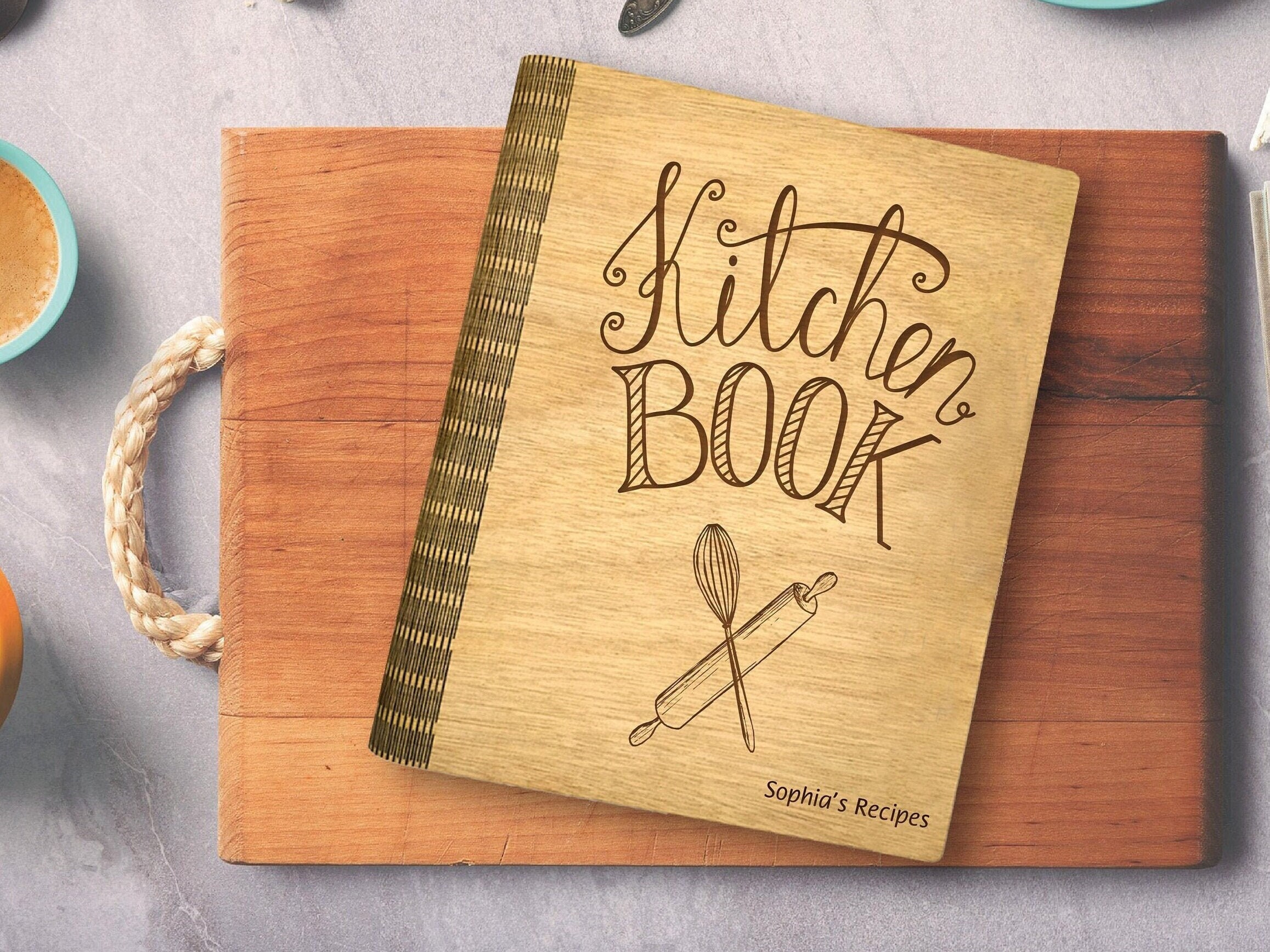 Personalized Recipe Book Wooden Cookbook Blank Recipe Binder Gift Daughter  And Mom Her Custom Recipe Journal Wooden Family Book Wedding Gift (Style3)