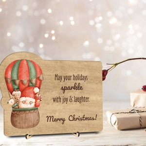 Wooden Christmas Card - Wood Engraved with your own Personal Message for Xmas! Personalized Christmas tree souvenir card