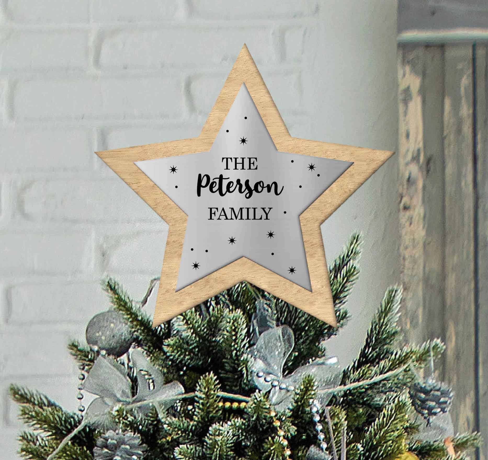 Luxury Personalised Family Name Christmas Tree Topper Christmas Tree ...