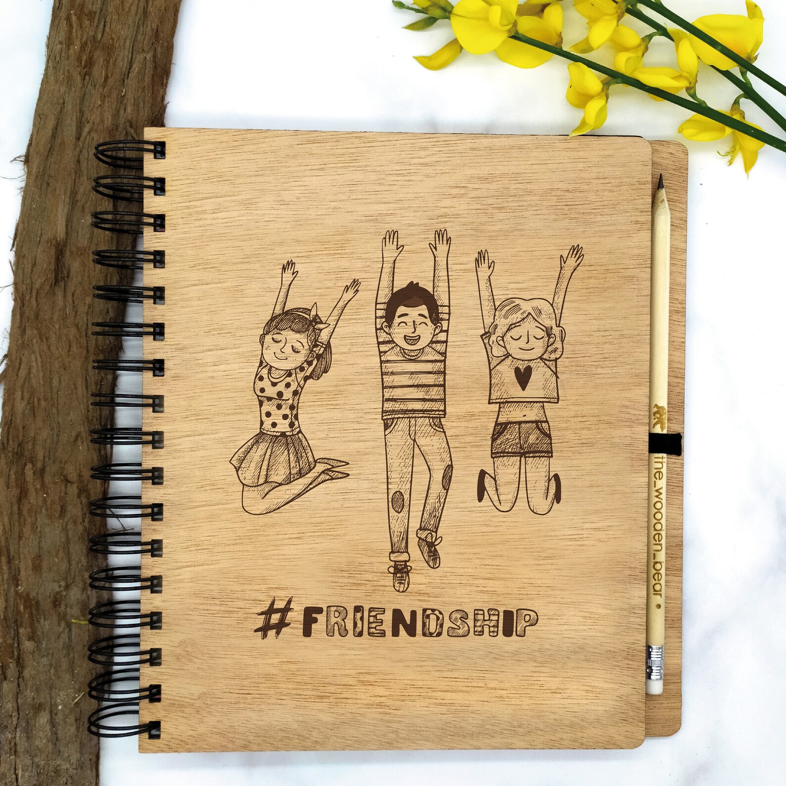 Friend's Day Wooden Notebook/World Friendship Etsy