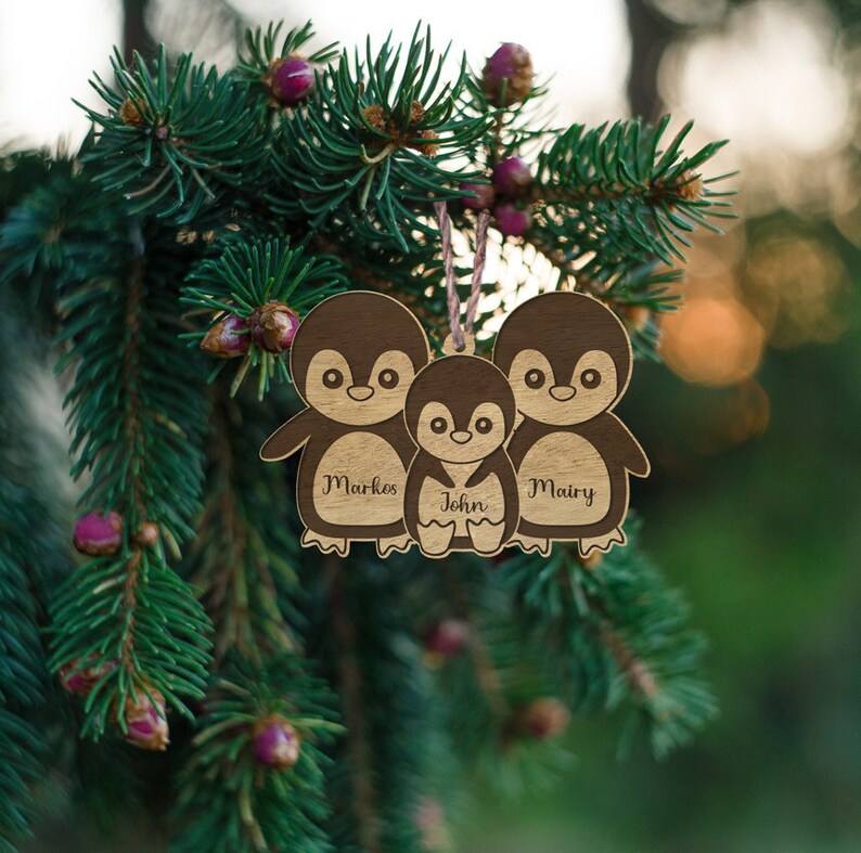 Family of Penguins Personalized Wood Ornament Couples Ornament - Etsy