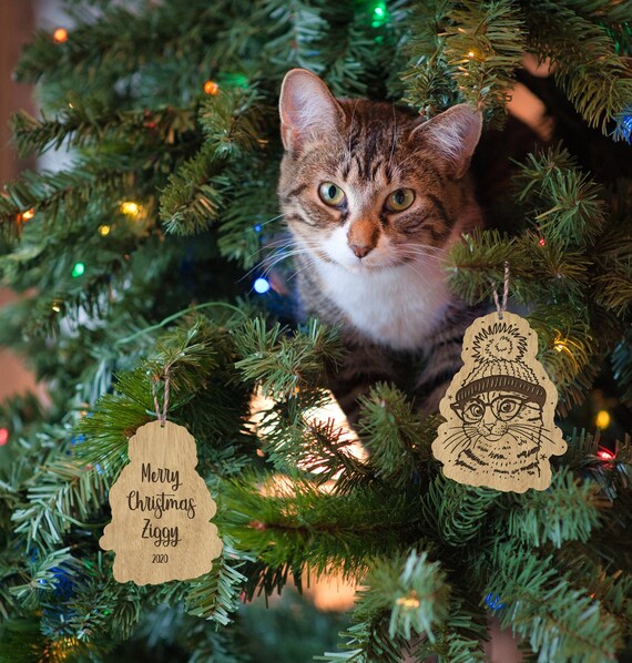 Happily Sitting With Dogs, Cats Under Christmas Tree - Personalized