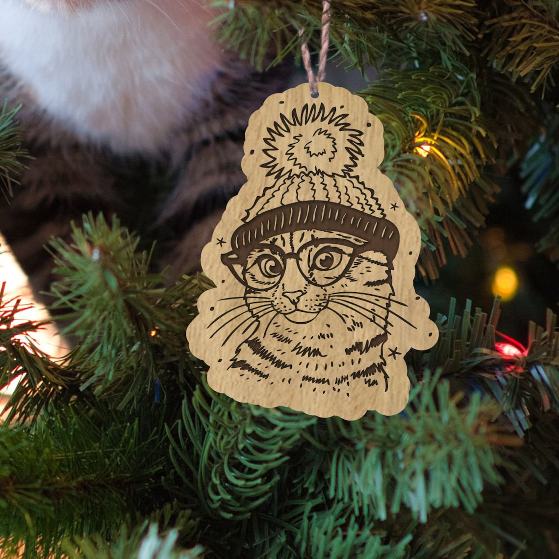 Custom Cat Wood Ornament Christmas Holiday Love Pet Etsy