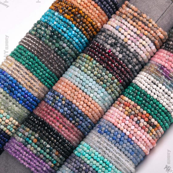 Bracciale Elastico In Pietre Naturali 4 Mm Per Donna, Quarzo Rosa E Altre Gemme, Regalo Per Compleanno E Festa Della Mamma - 5