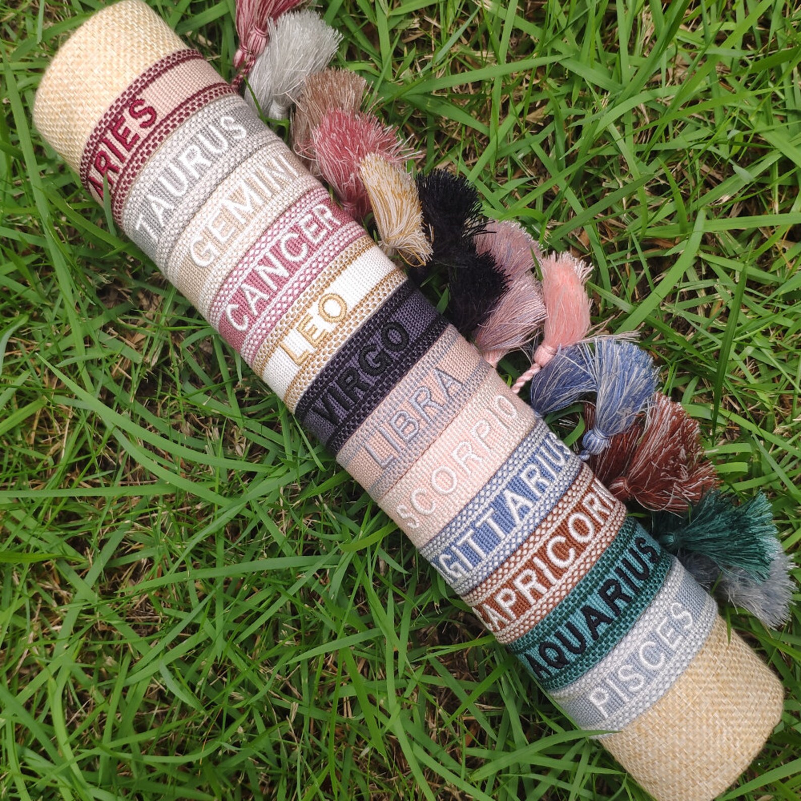 12 Zodiac Signs Embroidered Bracelet Friendship Bracelet  Etsy