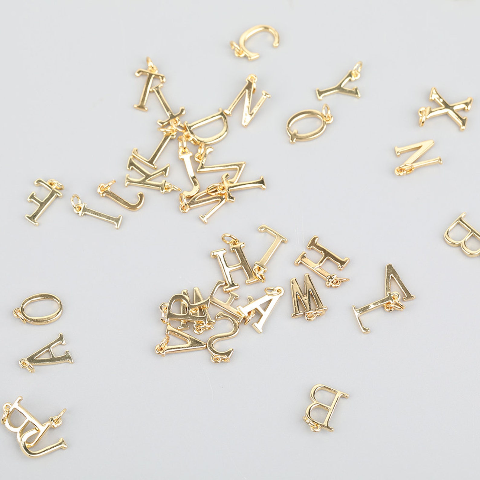 10pcs 38mm 14k Gold Letter Charmsletter Beadsinitial Etsy