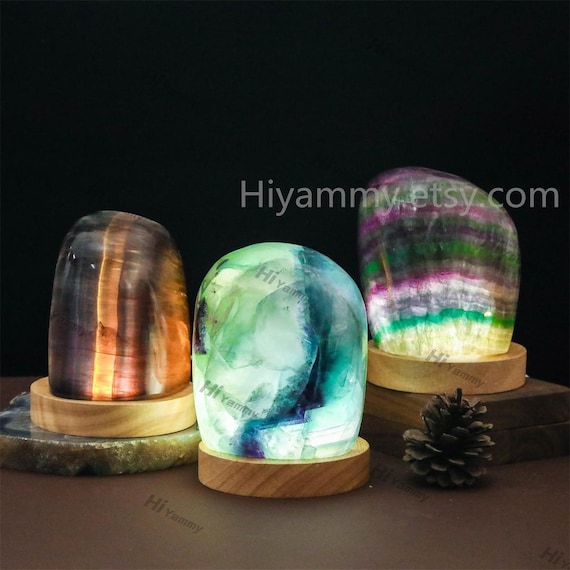Quartz Crystal Lamp Night Light,Irregular Gemstone Table Desk Bedside Rainbow Fluorite Lamp,Art Décor Ornament Gift Stone Jewelry