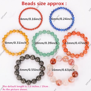 6 mm, pulsera con cuentas de cristal natural, pulsera elástica para hombres y mujeres, pulsera de cristal curativo, pulsera de piedras preciosas redondas, personalización para regalo. imagen 3