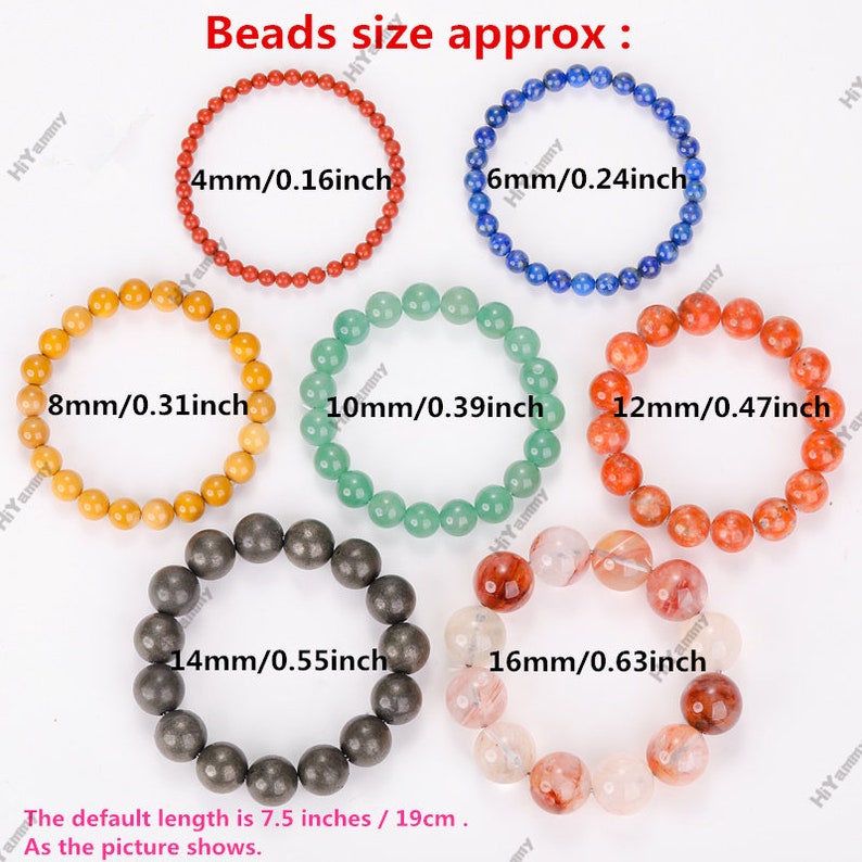 6 mm, pulsera con cuentas de cristal natural, pulsera elástica para hombres y mujeres, pulsera de cristal curativo, pulsera de piedras preciosas redondas, personalización para regalo. imagen 3