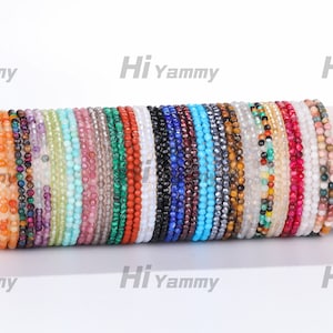 Natuurlijke kristallen armbanden Kleine gefacetteerde kralen , natuurlijke edelsteen mini kralenarmband , verstelbare elastische draad , mode-sieraden vrouwen geschenken