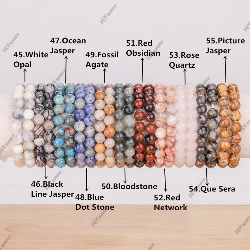 6 mm, pulsera con cuentas de cristal natural, pulsera elástica para hombres y mujeres, pulsera de cristal curativo, pulsera de piedras preciosas redondas, personalización para regalo. imagen 8