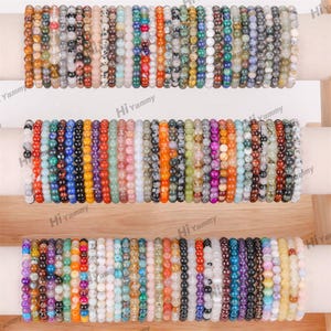 4/6/8/10mm, Crystal Beaded Bracelet, Men/Women Stretchy Bracelet, Healing Crystal Bracelet, Round Gemstone Bracelet, Gift for her.
