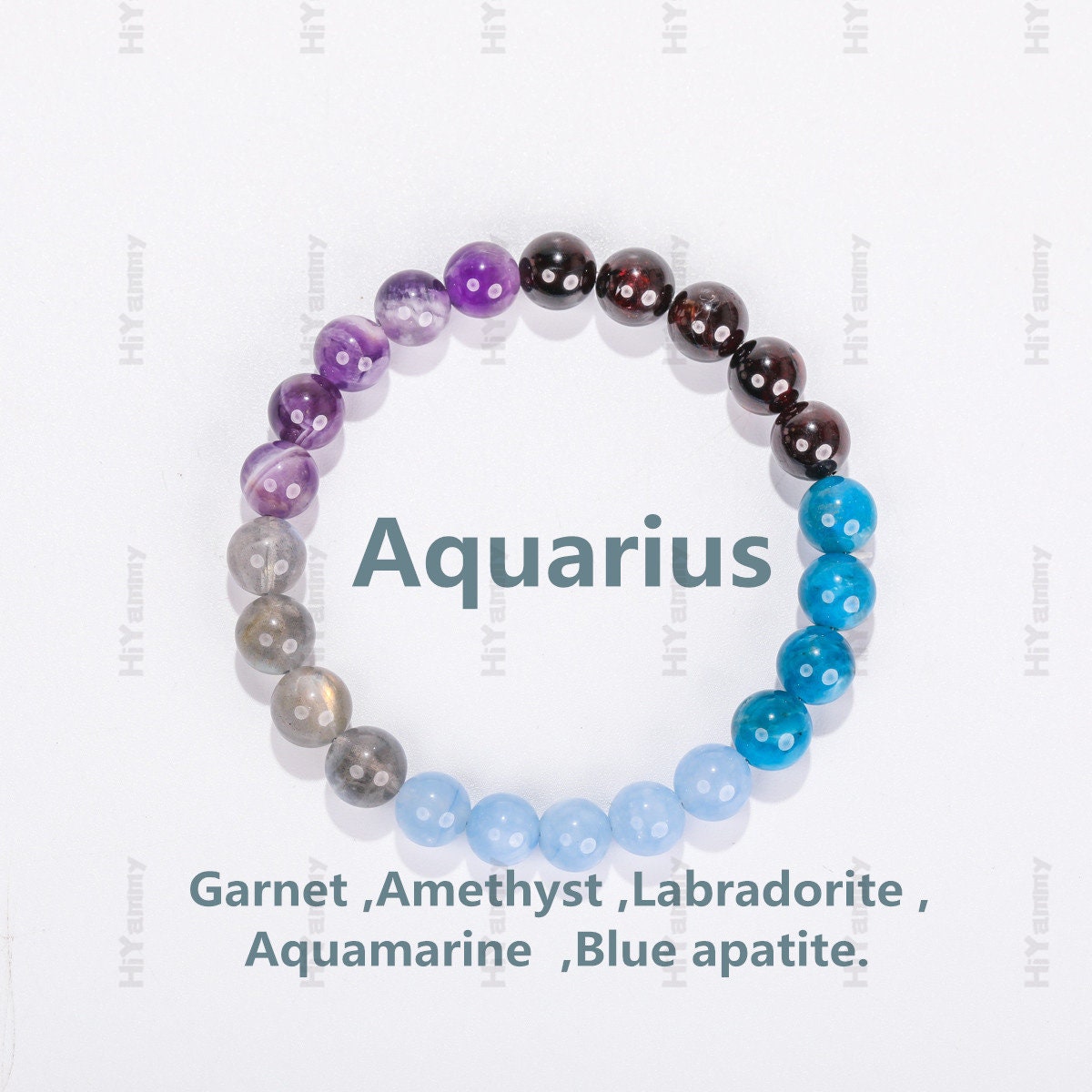 Aquarius Crystal Bracelet, Zodiac Bracelet ,lucky Stone, Blue