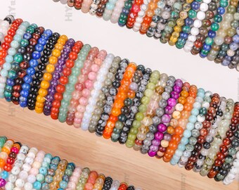 6mm, natuurlijke kristal kralen armband, mannen vrouwen rekbare armband, helende kristallen armband, ronde edelsteen armband, personalisatie voor cadeau.