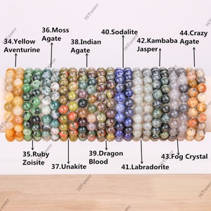 6 mm, pulsera con cuentas de cristal natural, pulsera elástica para hombres y mujeres, pulsera de cristal curativo, pulsera de piedras preciosas redondas, personalización para regalo. imagen 7