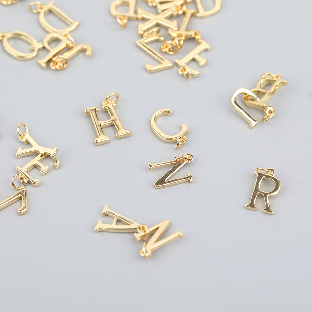 10pcs 38mm 14k Gold Letter CharmsLetter BeadsInitial Etsy