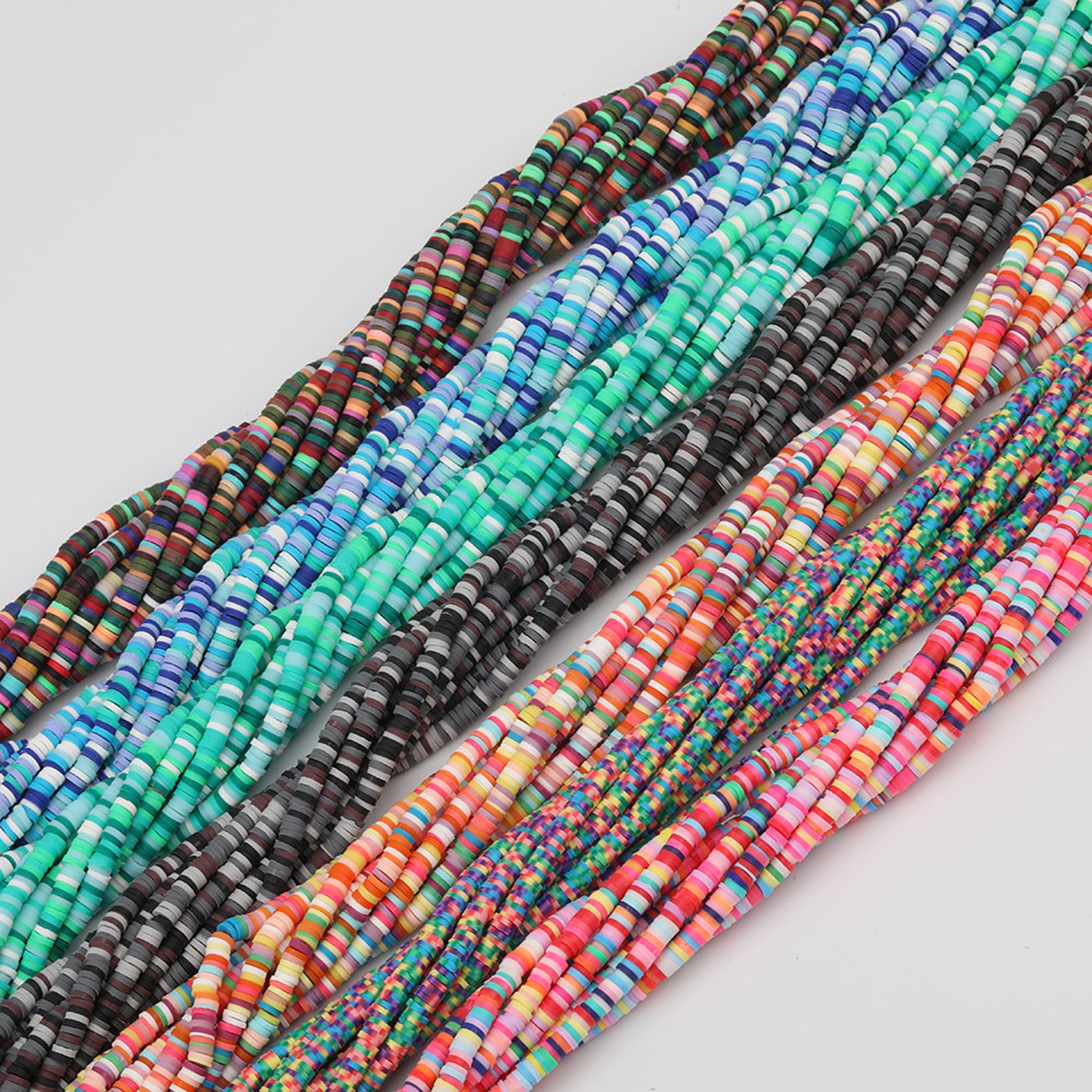 4mm 12 color Rainbow WHOLESALE Rubber Disc Beads 16 strand Etsy