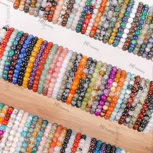 6 mm, armband met natuurlijke kristallen kralen, rekbare armband heren vrouwen, helende kristallen armband, ronde edelsteenarmband, personalisatie voor cadeau.