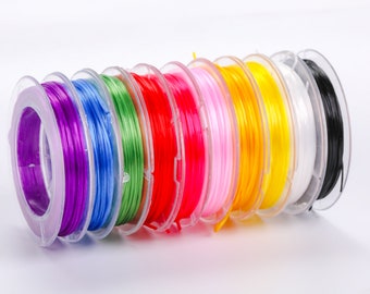 Mixed Color 0.6mm Elastic Stretch Polyester Crystal String Cord for Jewelry Making Bracelet Beading Thread (10m/ Roll）