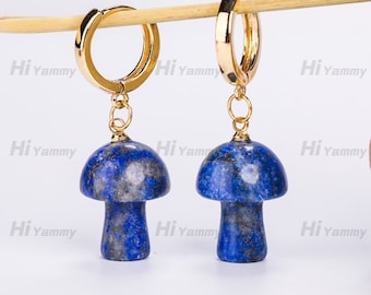 Crystal Mini Mushroom Earrings, Gemstone Mushroom ,Crystal Earrings, Inner Peace Meditation Grounding Crystal Earrings ,Her For Gifts .