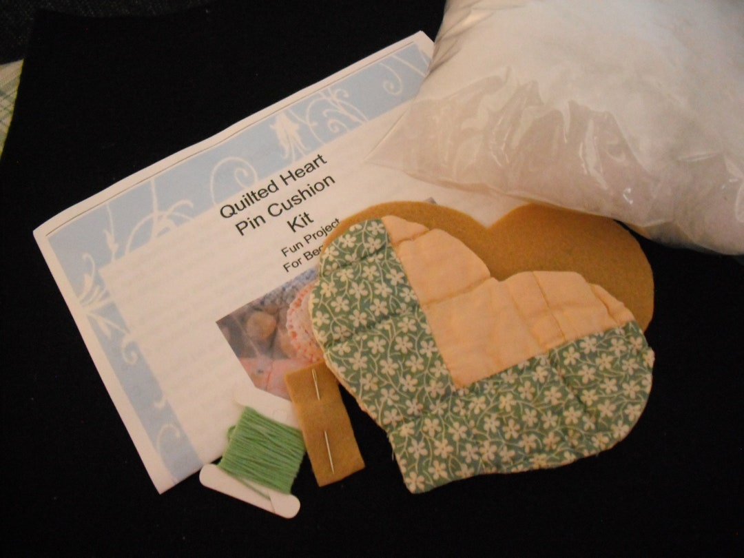 Vintage Quilted Heart Pin Cushion Kitdiy Etsy