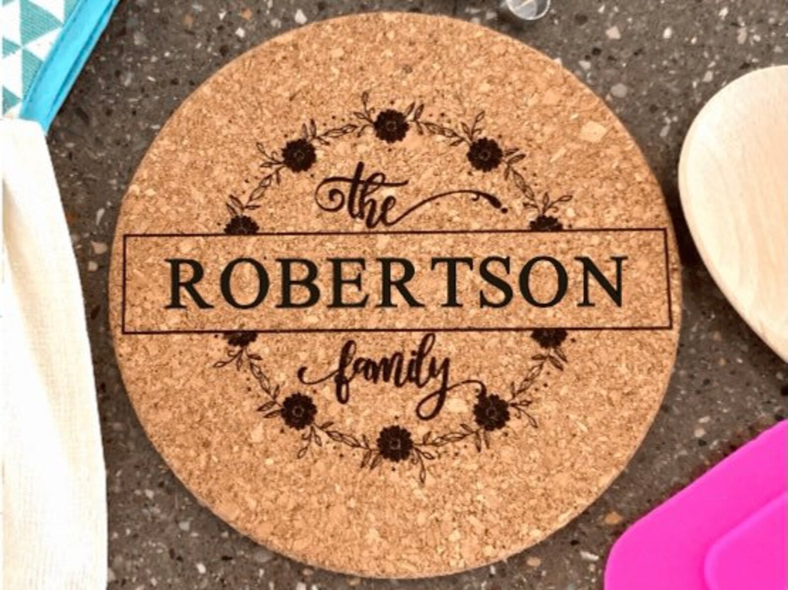 Personalized Trivet Name Cork Trivet Personalized Gifts Etsy