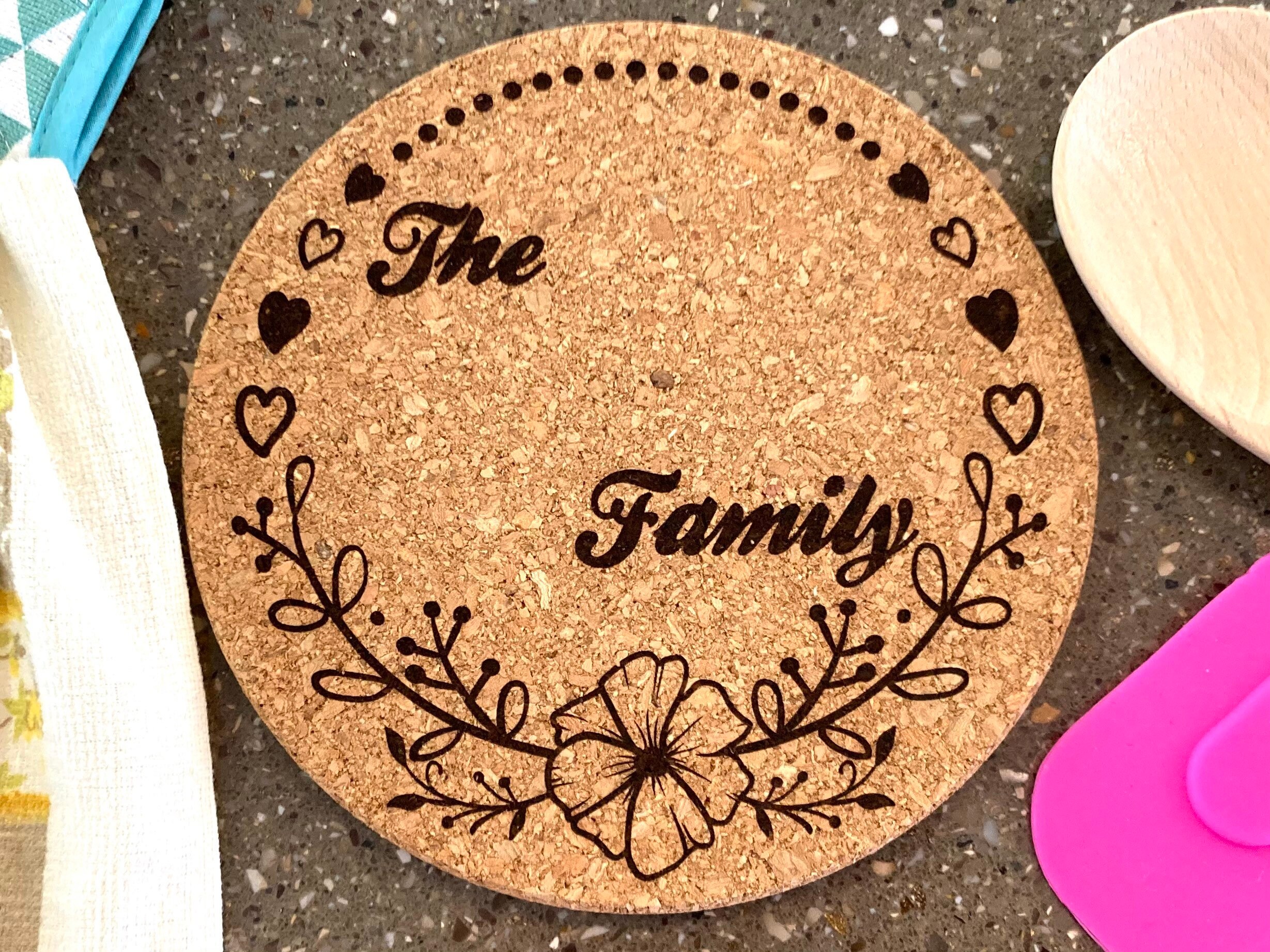 Personalized Trivet Name Cork Trivet Personalized Gifts Etsy