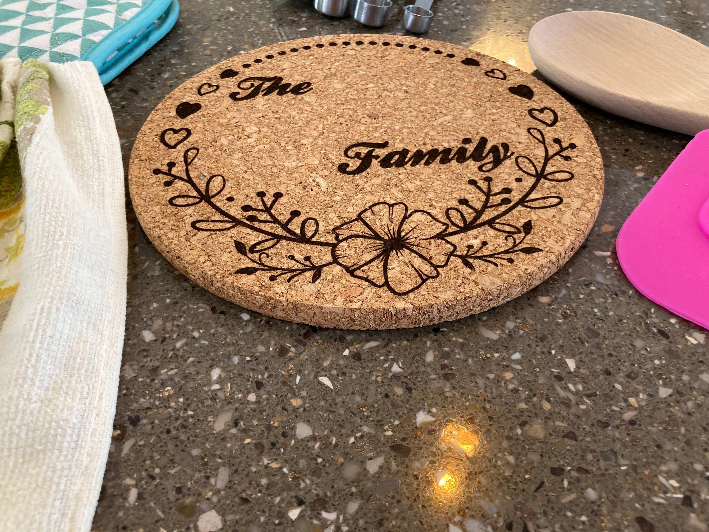 Personalized Trivet Name Cork Trivet Personalized Gifts Etsy