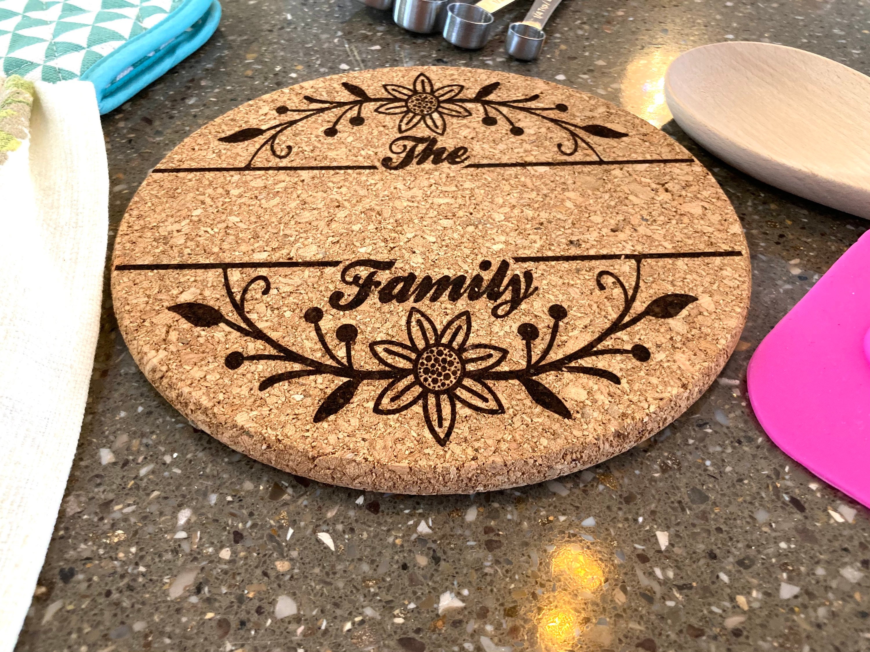 Personalized Trivet Name Cork Trivet Personalized Gifts Etsy