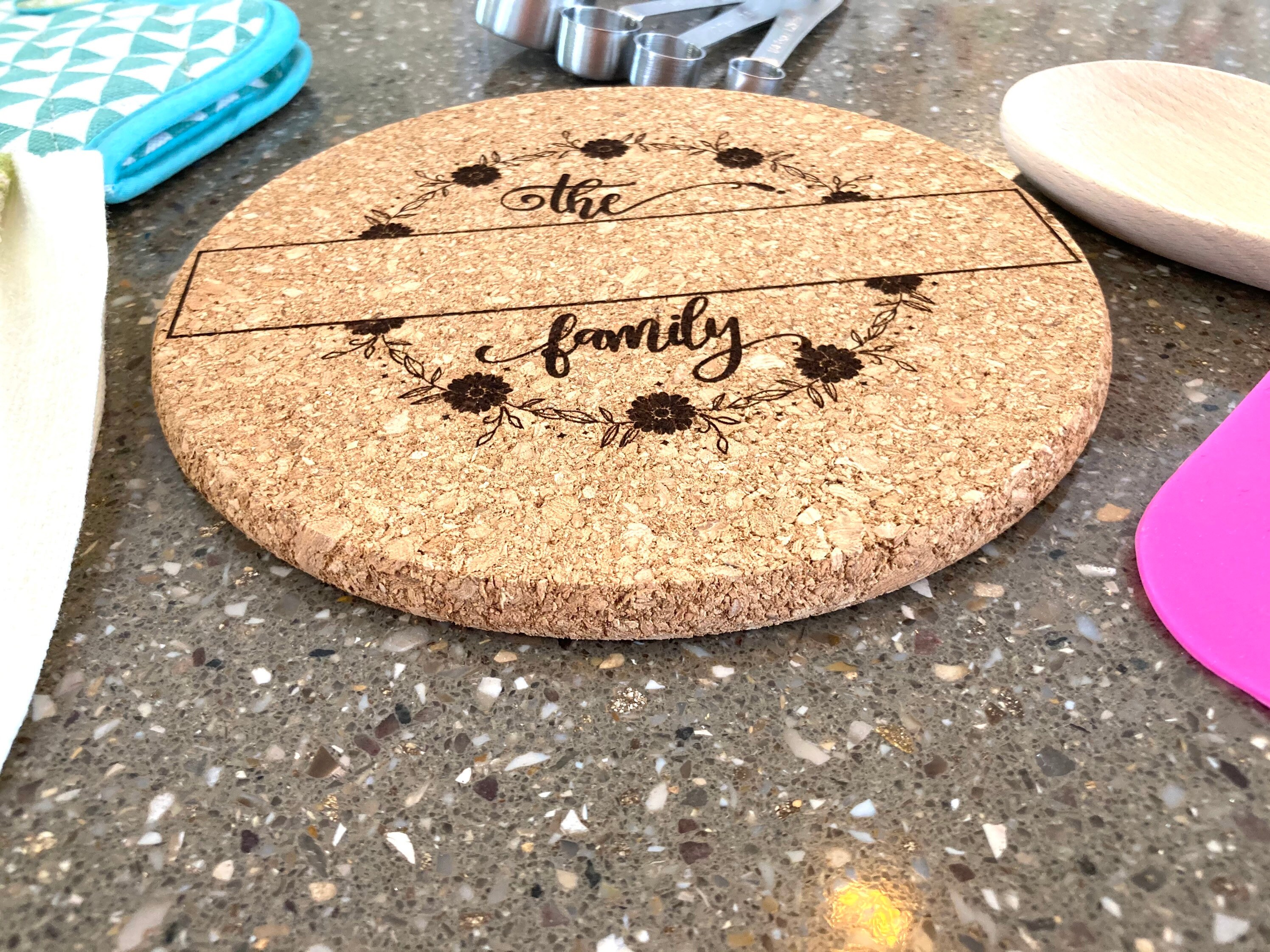 Personalized Trivet Name Cork Trivet Personalized Gifts Etsy