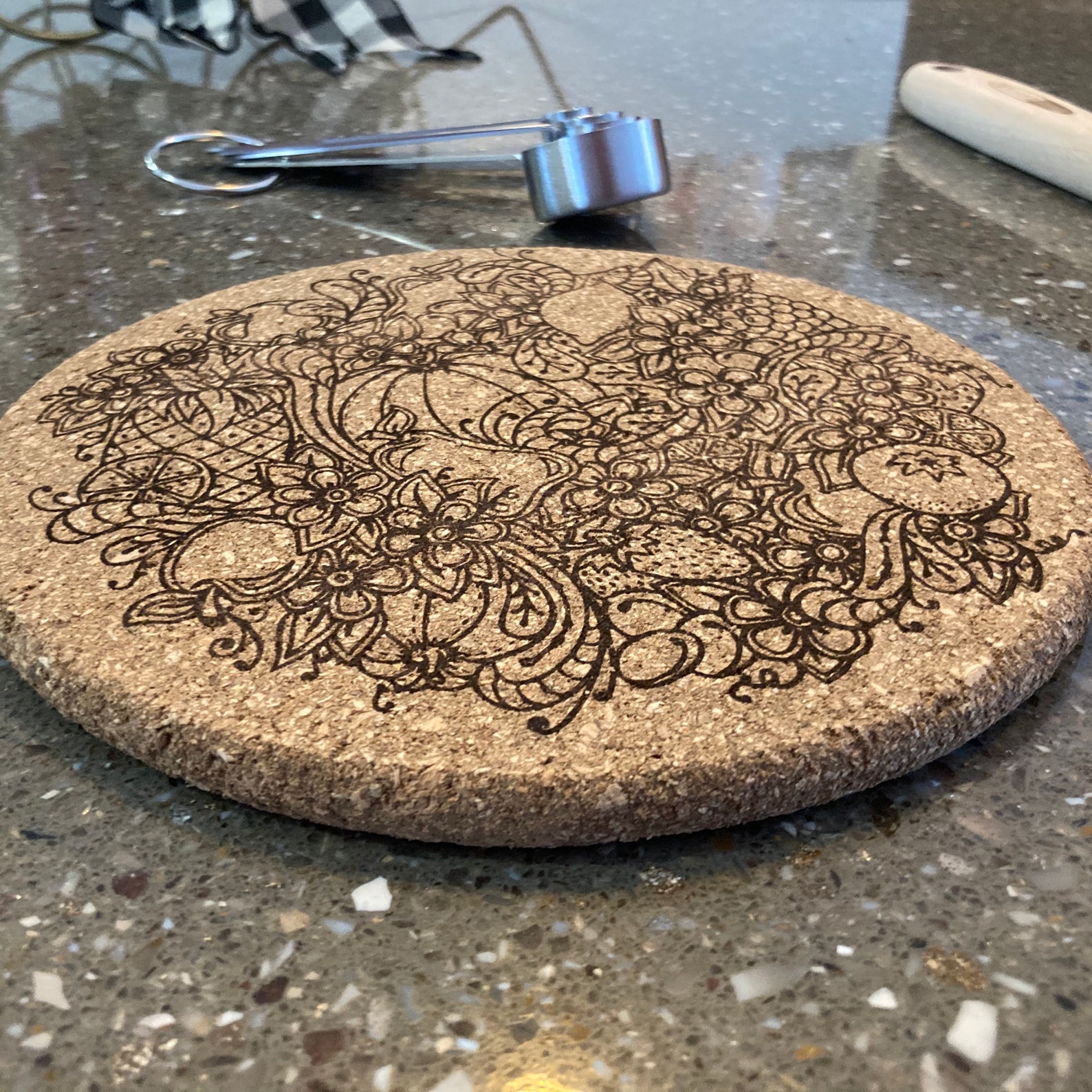 Laser Engraved Cork Trivet Fruit and Vegetable Pot Trivet Etsy