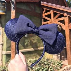 Midnight Blue Velvet Ears, Blue Velvet Ears, Crushed Velvet Ears,  Mouse Ear Headband, Minnie Ears, Mickey Ears, Royal Princess Ears
