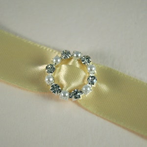 5 Small Round Rhinestone and Pearl Buckle Slides