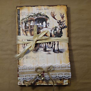 Rustic Christmas Flip Book Handmade junk journal, Tag, Label, Pocket, Journaling Blank, Personalized junk journal, interactive junk journal