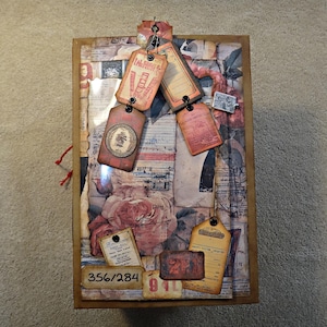 Grunge & Roses Handmade vintage junk journal, Tag, Label, Pocket, Coffee Dyed Paper, Journaling Blank, Personalized junk journal