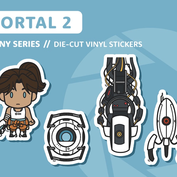 PORTAL 2: Tiny Series // 3.5" Die-Cut Vinyl Character Stickers // Chell, Wheatley, GLaDOS, Turret