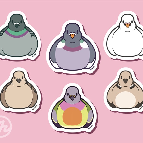 PIGEON LOAVES // 2.5" Die-Cut Vinyl Stickers // Rock Dove, King Pigeon, Woodpigeon, Pink-necked Green Pigeon, Mourning Dove, Collared Dove